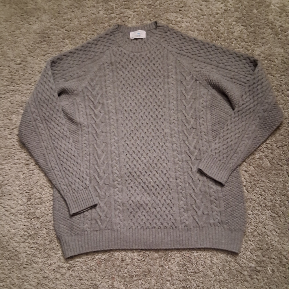 Gray Cable Knit Men's Sweater